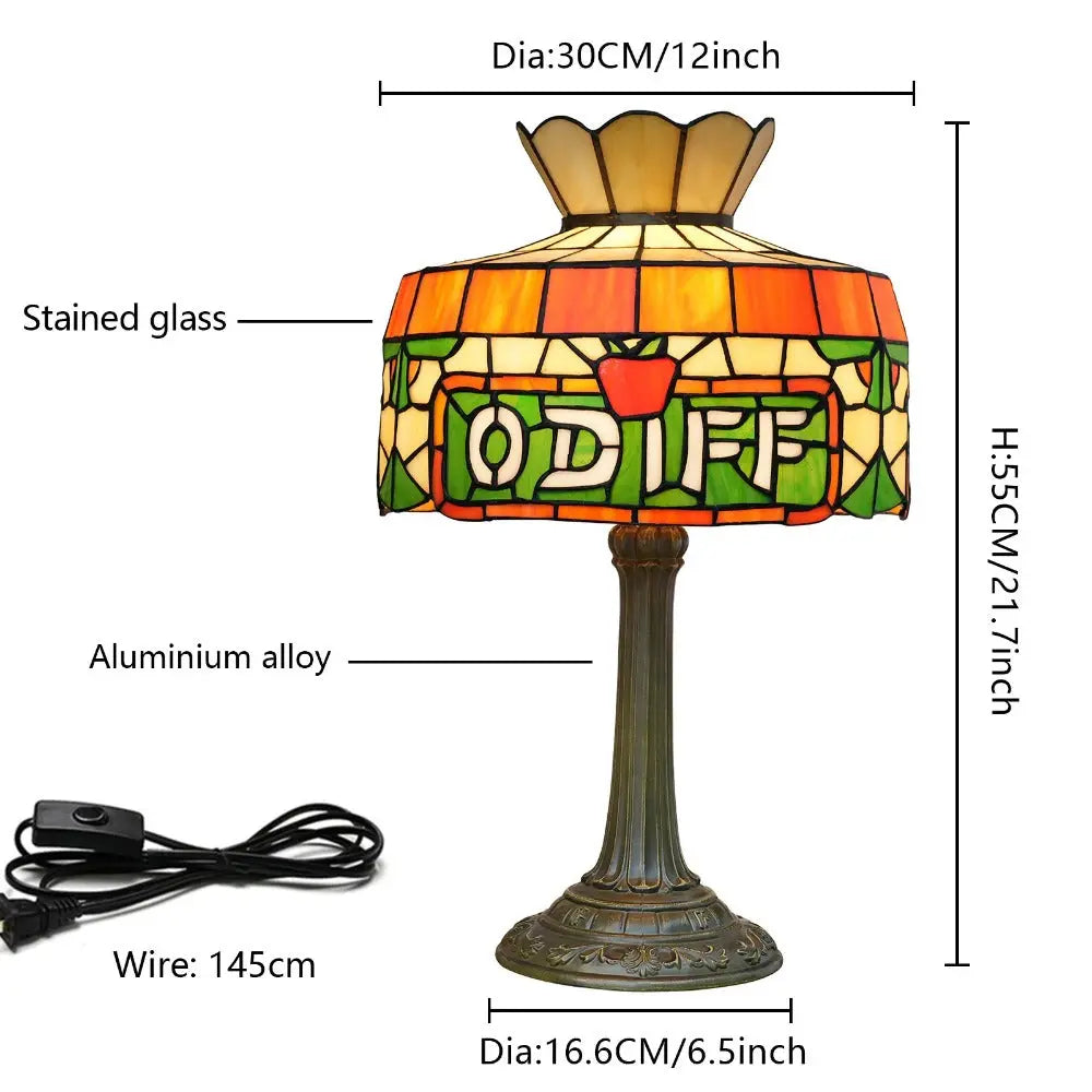 12inch Retro Tiffany Stained Glass Lampshade Vintage Desk Lamp - CTL