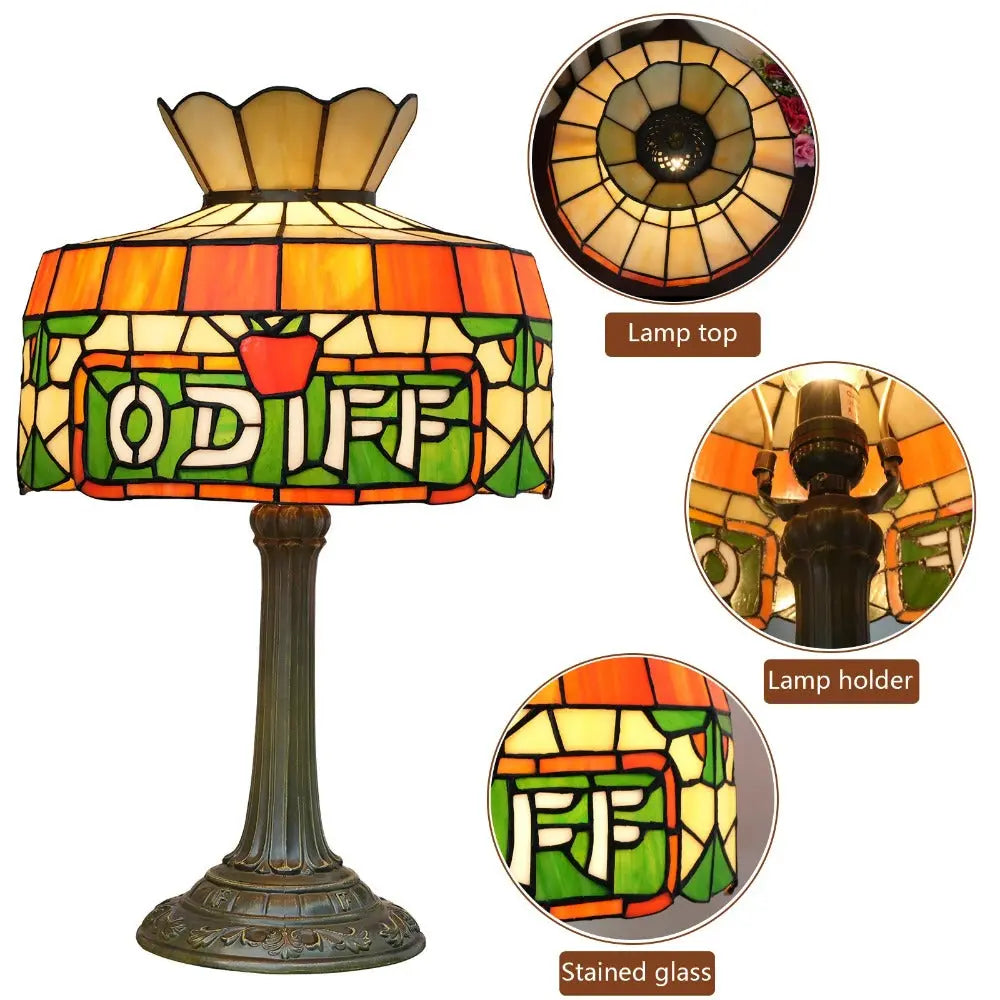 12inch Retro Tiffany Stained Glass Lampshade Vintage Desk Lamp - CTL