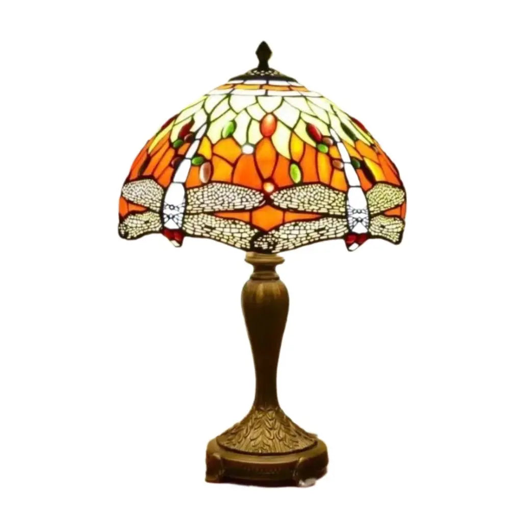 12inch Tiffany Table Lamp Dragonfly Lampshade Stained Glass Desk Light - CTL