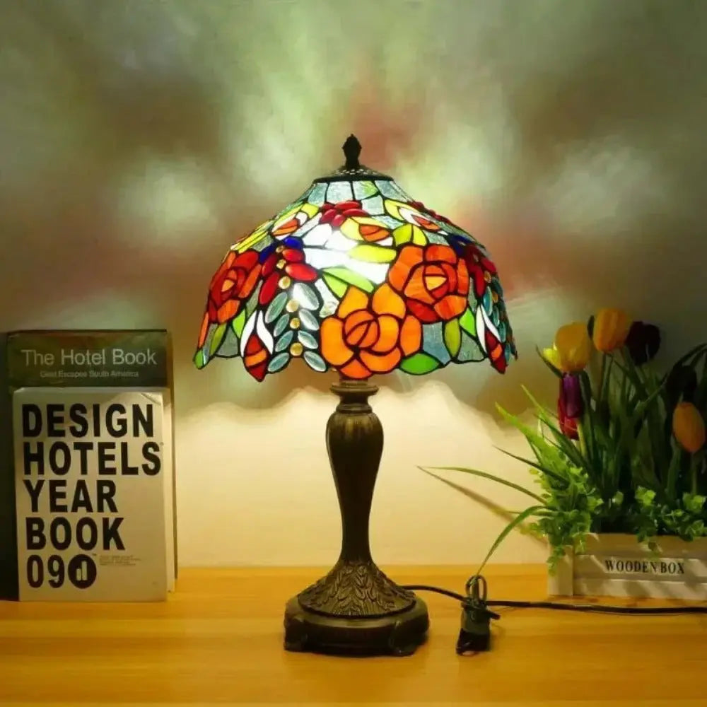 12inch Tiffany Table Lamp Dragonfly Lampshade Stained Glass Desk Light - CTL