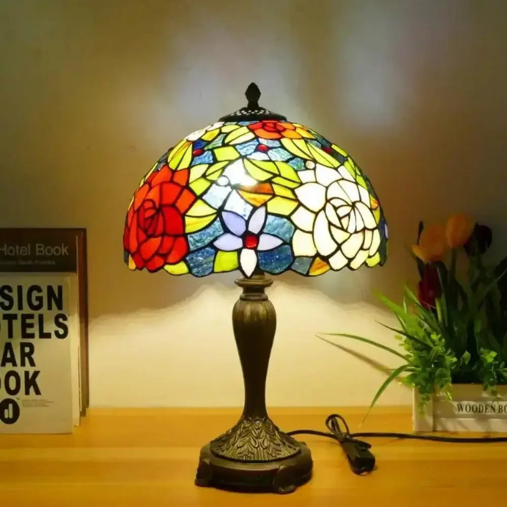 12inch Tiffany Table Lamp Dragonfly Lampshade Stained Glass Desk Light - CTL