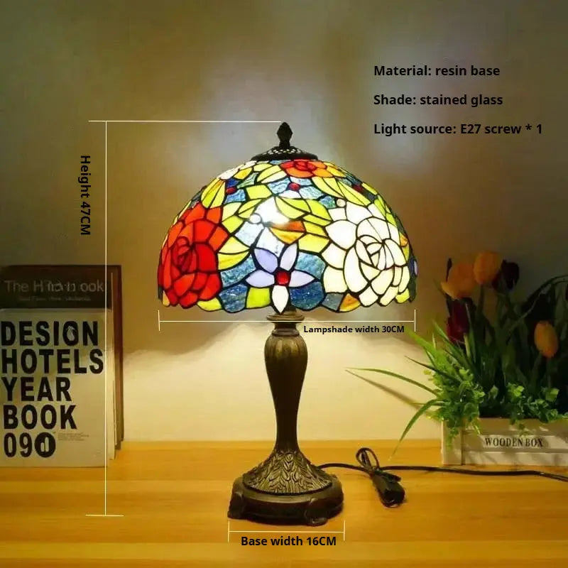 12inch Tiffany Table Lamp Dragonfly Lampshade Stained Glass Desk Light - CTL