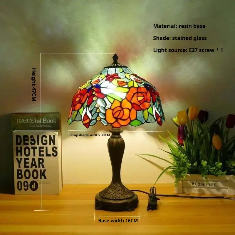 12inch Tiffany Table Lamp Dragonfly Lampshade Stained Glass Desk Light - CTL