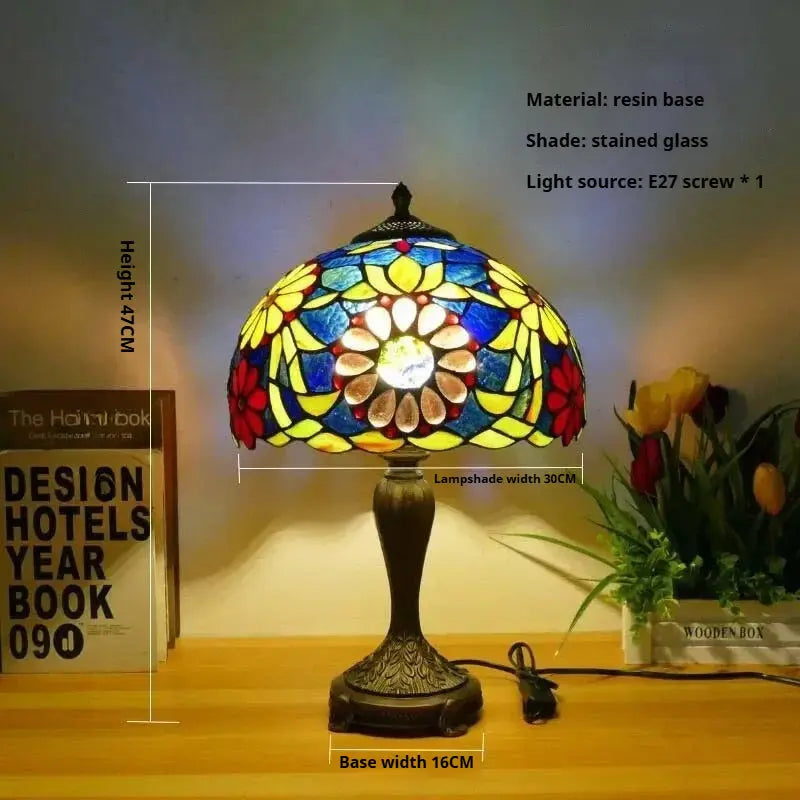 12inch Tiffany Table Lamp Dragonfly Lampshade Stained Glass Desk Light - CTL