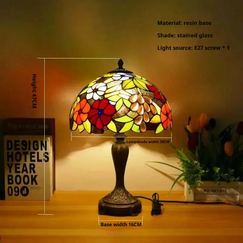 12inch Tiffany Table Lamp Dragonfly Lampshade Stained Glass Desk Light - CTL