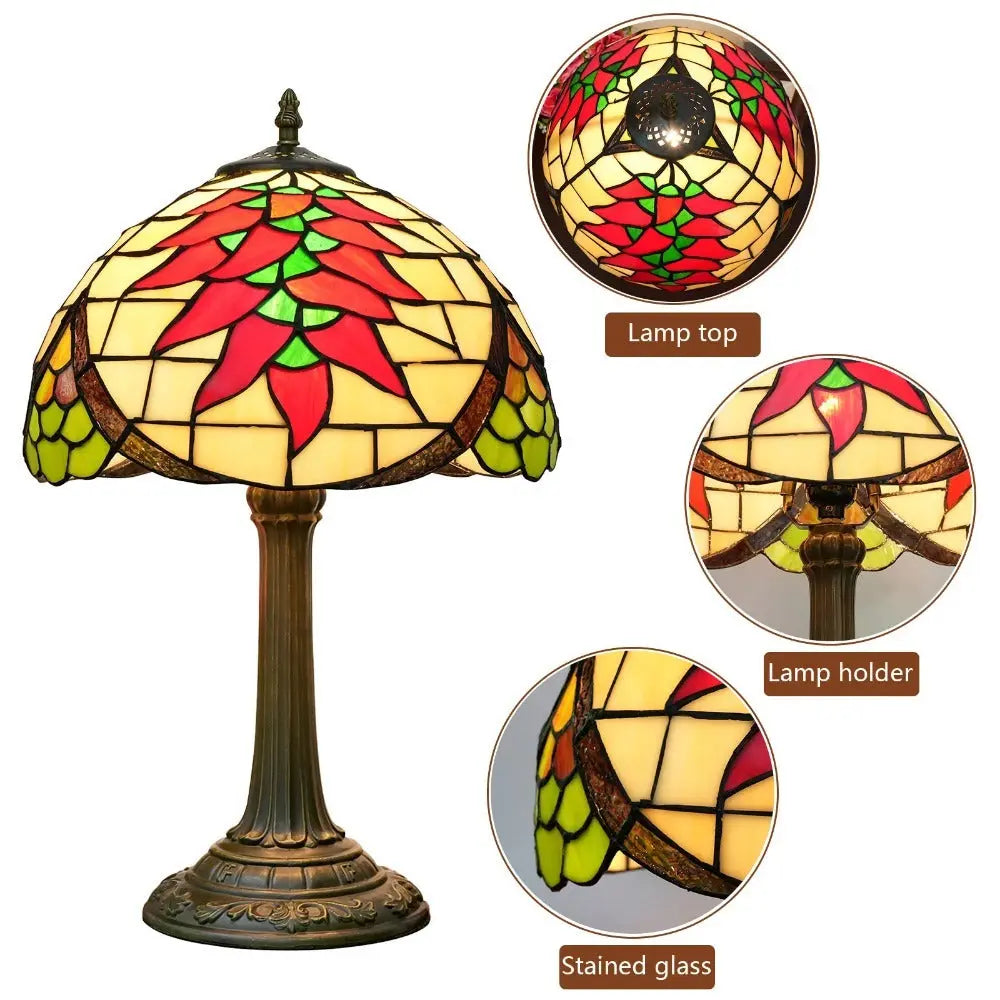 12inch Stained Glass Harvest Pepper Lampshade Vintage Tiffany Desk Lamp - CTL