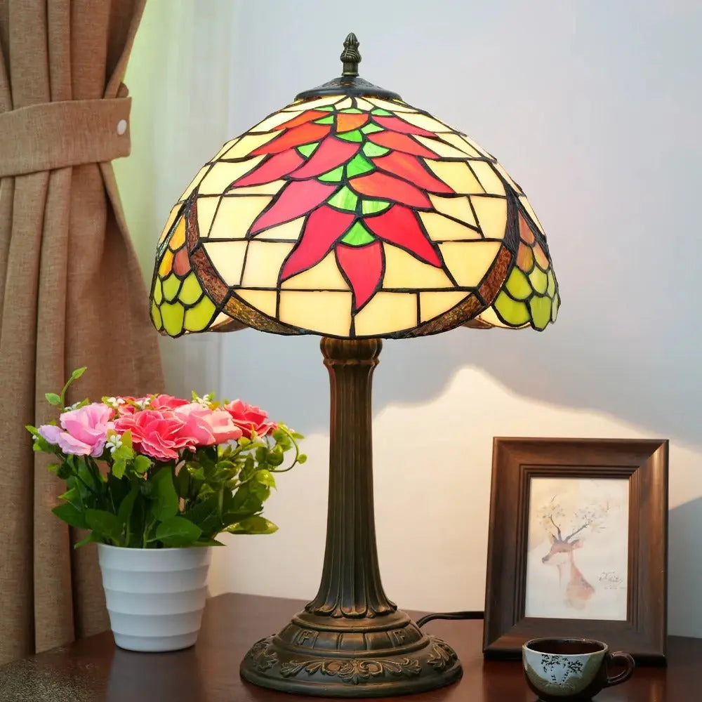 12inch Stained Glass Harvest Pepper Lampshade Vintage Tiffany Desk Lamp - CTL