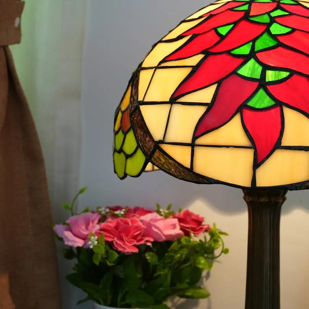 12inch Stained Glass Harvest Pepper Lampshade Vintage Tiffany Desk Lamp - CTL