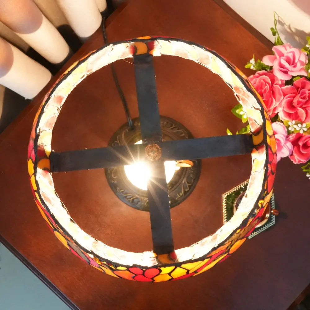 12inch Stained Glass Orange-red Dragonfly Lampshade Table Tiffany Lamps for Sale - CTL