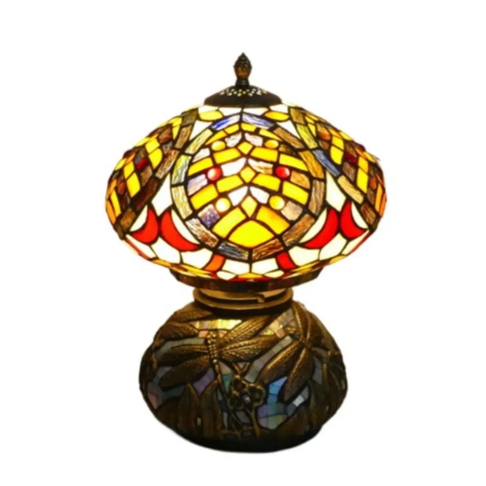 12inch Stained Glass Pattern Floral Lampshade Vintage Tiffany Style Table Lamps - CTL