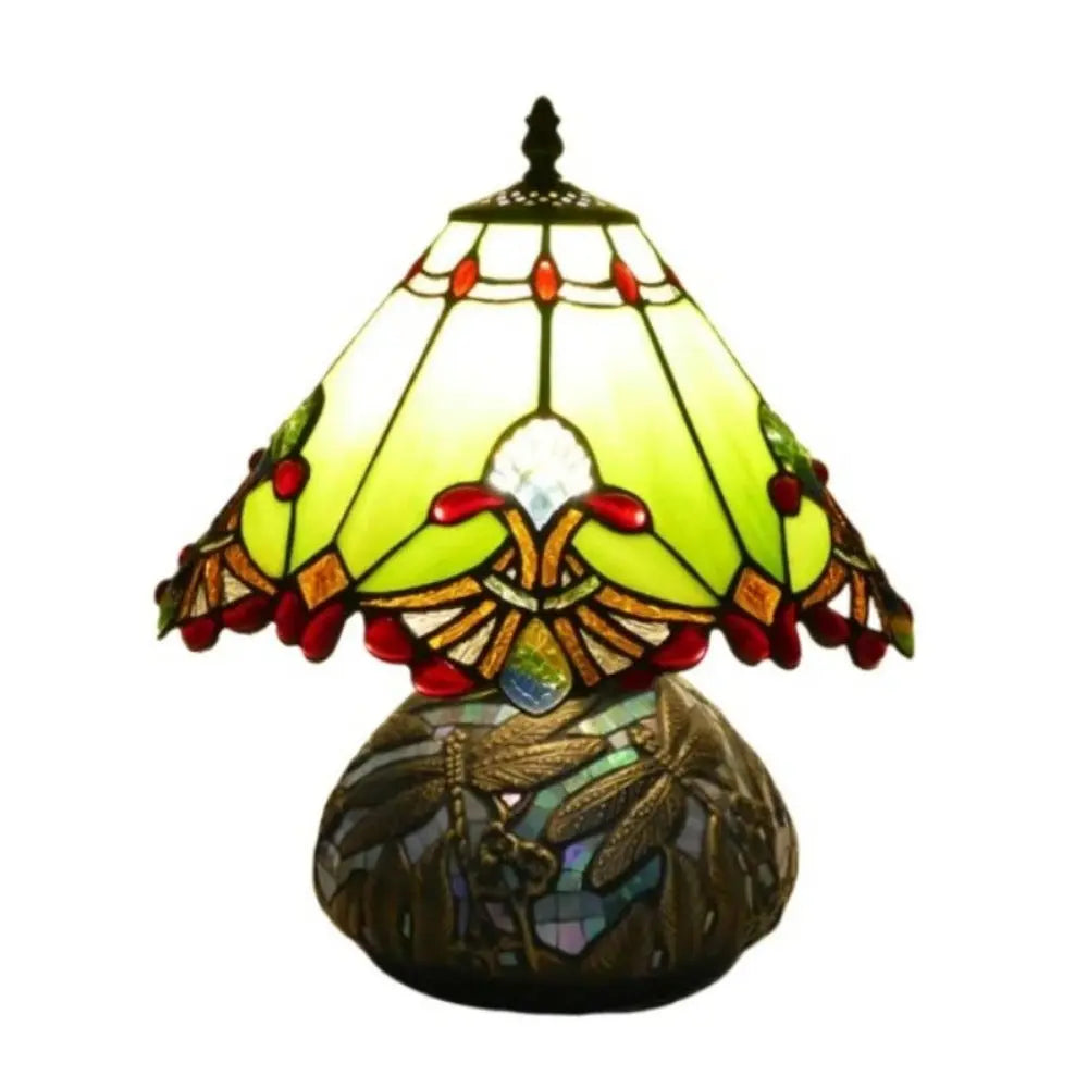 12inch Stained Glass Pattern Floral Lampshade Vintage Tiffany Style Table Lamps - CTL