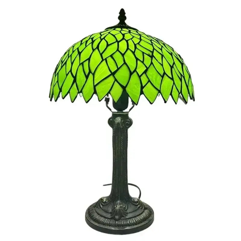 12inch Stained Glass Rose Dragonfly Lampshade Vintage Tiffany Glass Table Lamp - CTL