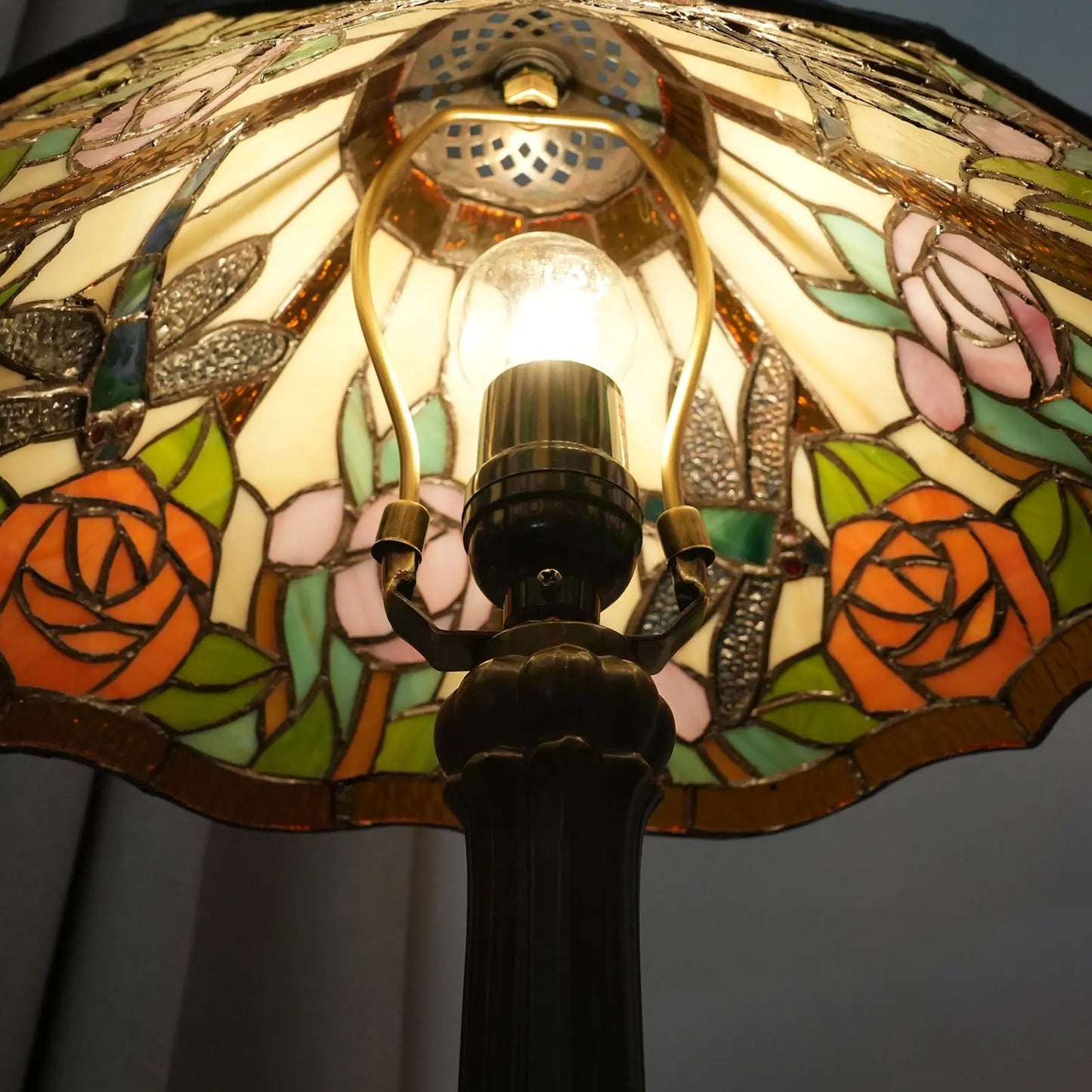 12inch Stained Glass Reading Lamp Dragonfly Lampshade Vintage Tiffany Desk Light - CTL
