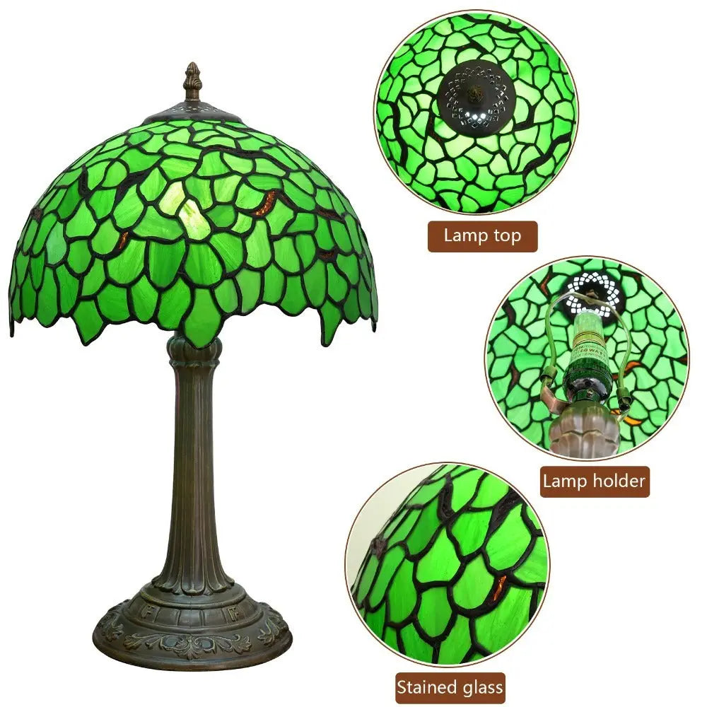 12inch Tiffany Table Lamps for Sale Stained Glass Green Leaves Lampshade Desk Lamp - CTL