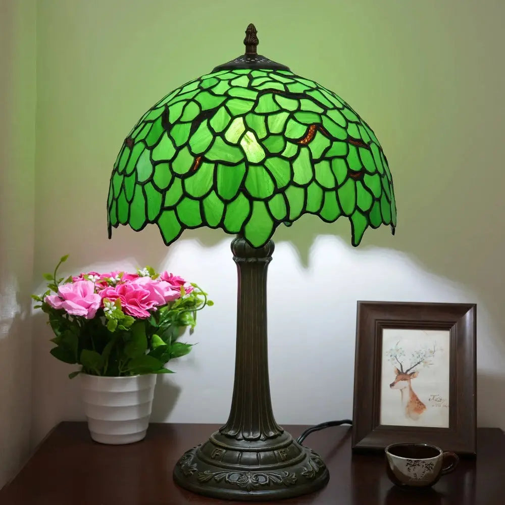 12inch Tiffany Table Lamps for Sale Stained Glass Green Leaves Lampshade Desk Lamp - CTL