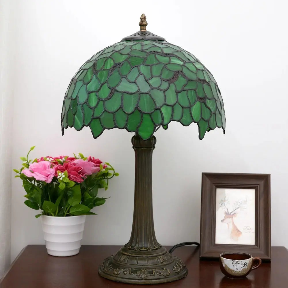12inch Tiffany Table Lamps for Sale Stained Glass Green Leaves Lampshade Desk Lamp - CTL