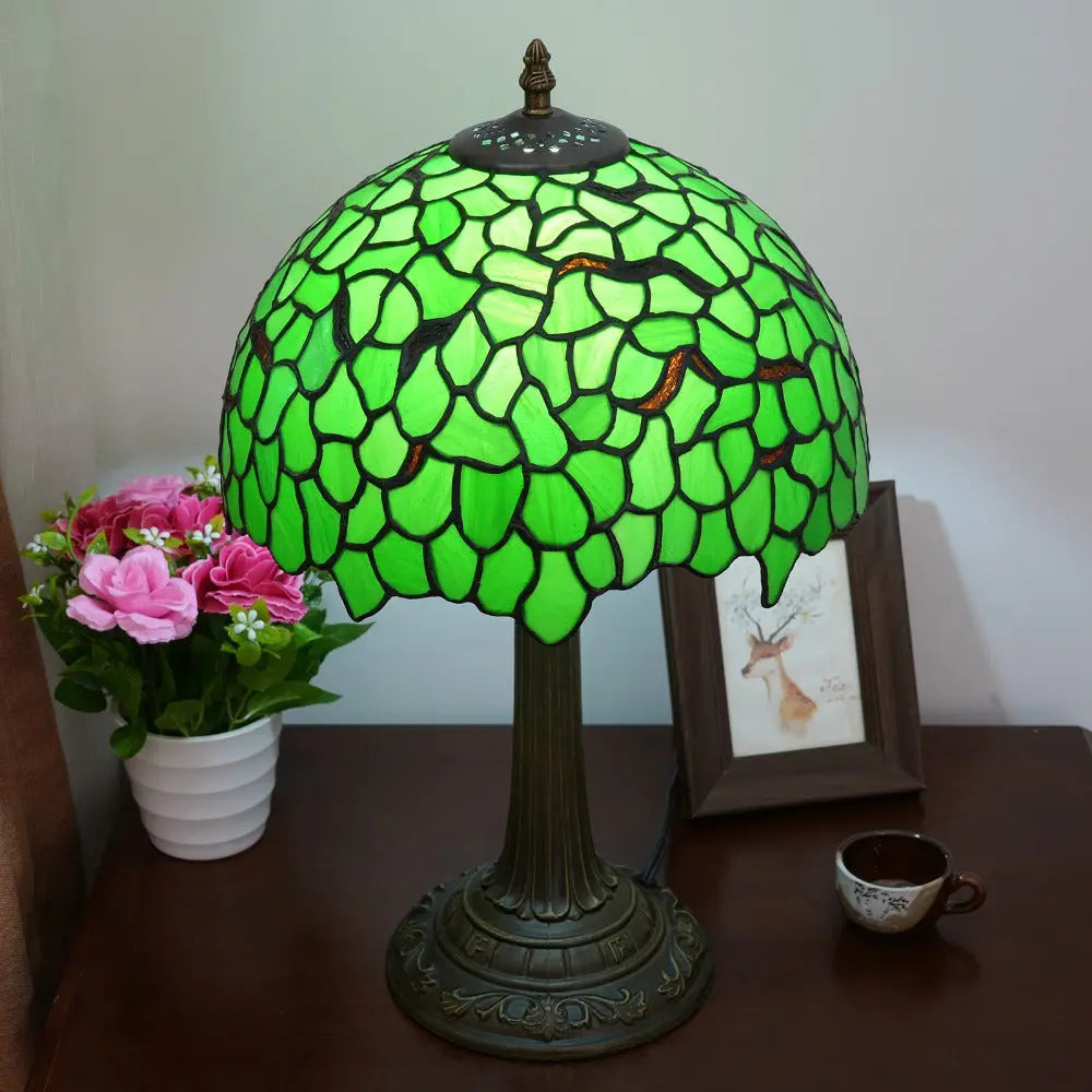 12inch Tiffany Table Lamps for Sale Stained Glass Green Leaves Lampshade Desk Lamp - CTL