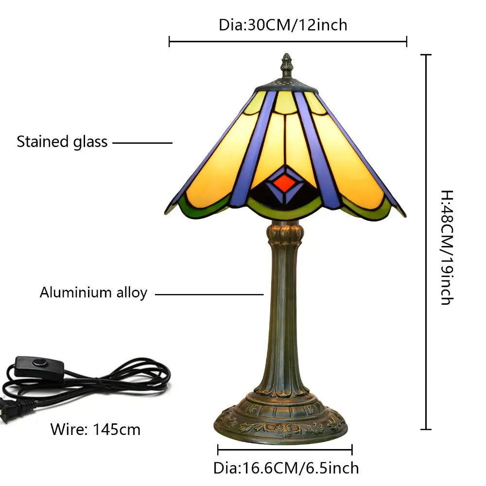 12inch Tiffany Vintage Japanese Classical Stained Glass Lampshade Antique Bedside Light - CTL