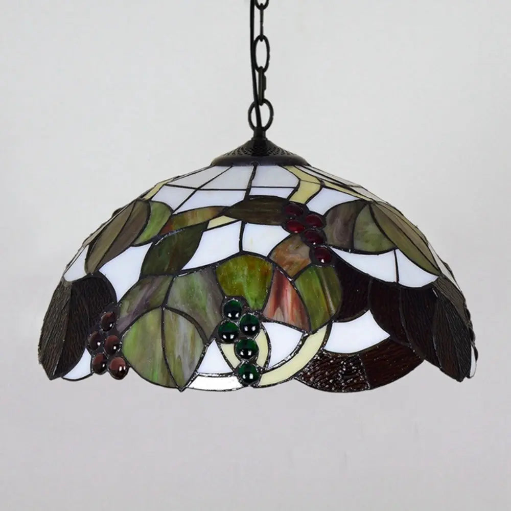 16inch 40cm Luxury Vintage Stained Glass Brown Grapes Lampshade Tiffany Pendant Light - CTL