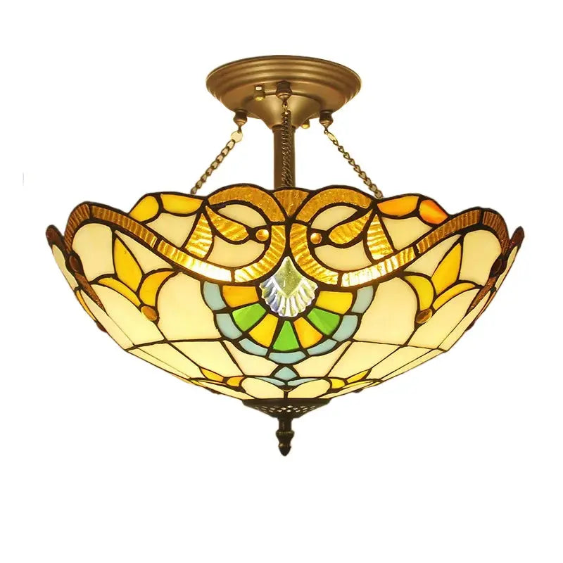 16inch 40cm Retro Tiffany Stained Glass Baroque Tiffany Ceiling Light Anti-chandelier - CTL