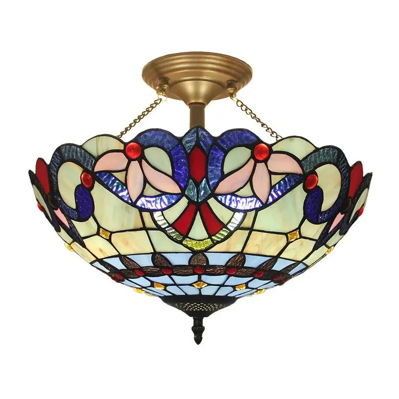 16inch 40cm Retro Tiffany Stained Glass Baroque Tiffany Ceiling Light Anti-chandelier - CTL