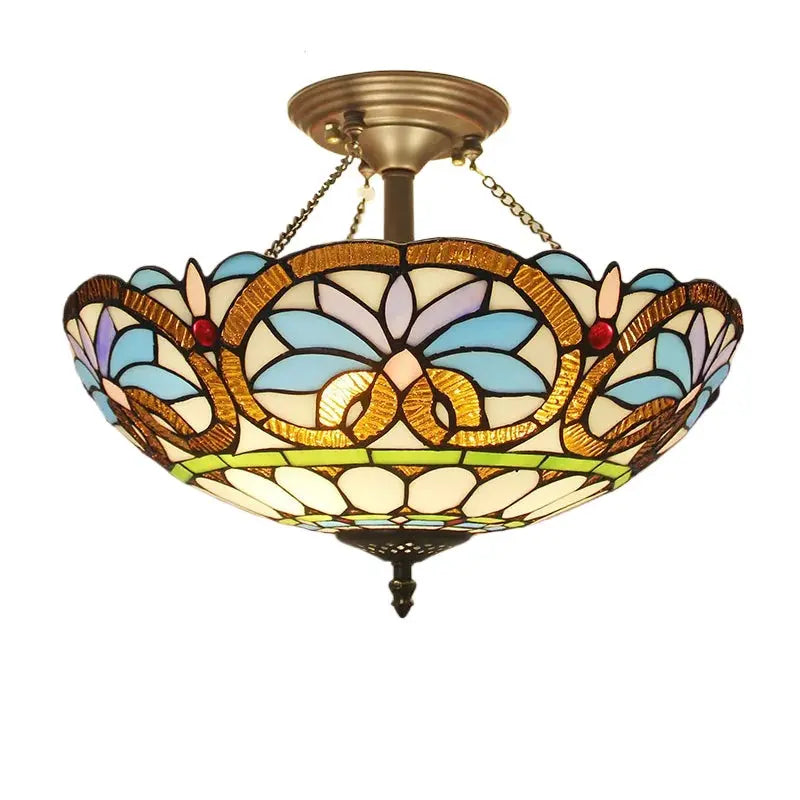 16inch 40cm Retro Tiffany Stained Glass Baroque Tiffany Ceiling Light Anti-chandelier - CTL