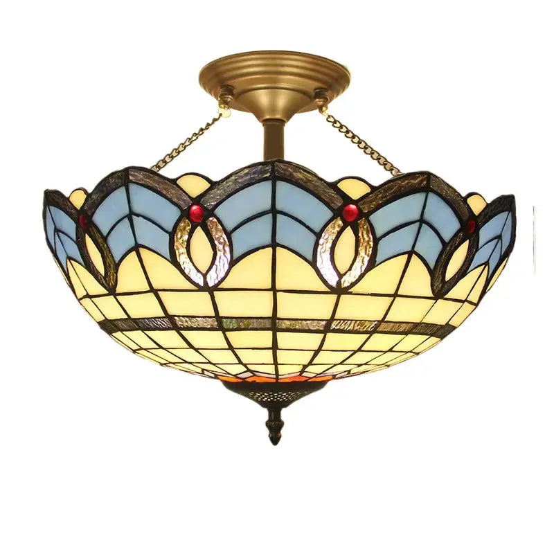 16inch 40cm Retro Tiffany Stained Glass Baroque Tiffany Ceiling Light Anti-chandelier - CTL