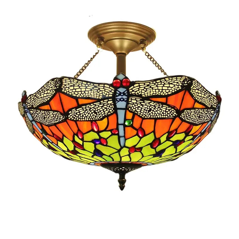 16inch 40cm Retro Tiffany Stained Glass Baroque Tiffany Ceiling Light Anti-chandelier - CTL