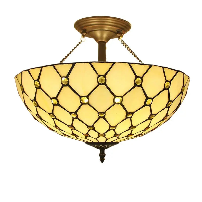 16inch 40cm Retro Tiffany Stained Glass Baroque Tiffany Ceiling Light Anti-chandelier - CTL