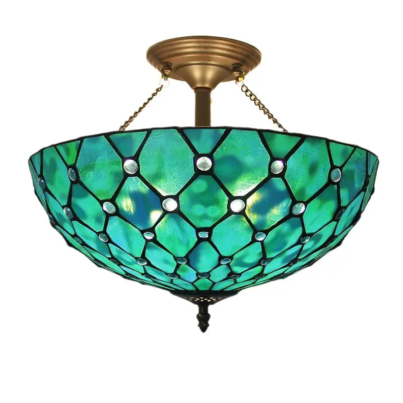 16inch 40cm Retro Tiffany Stained Glass Baroque Tiffany Ceiling Light Anti-chandelier - CTL