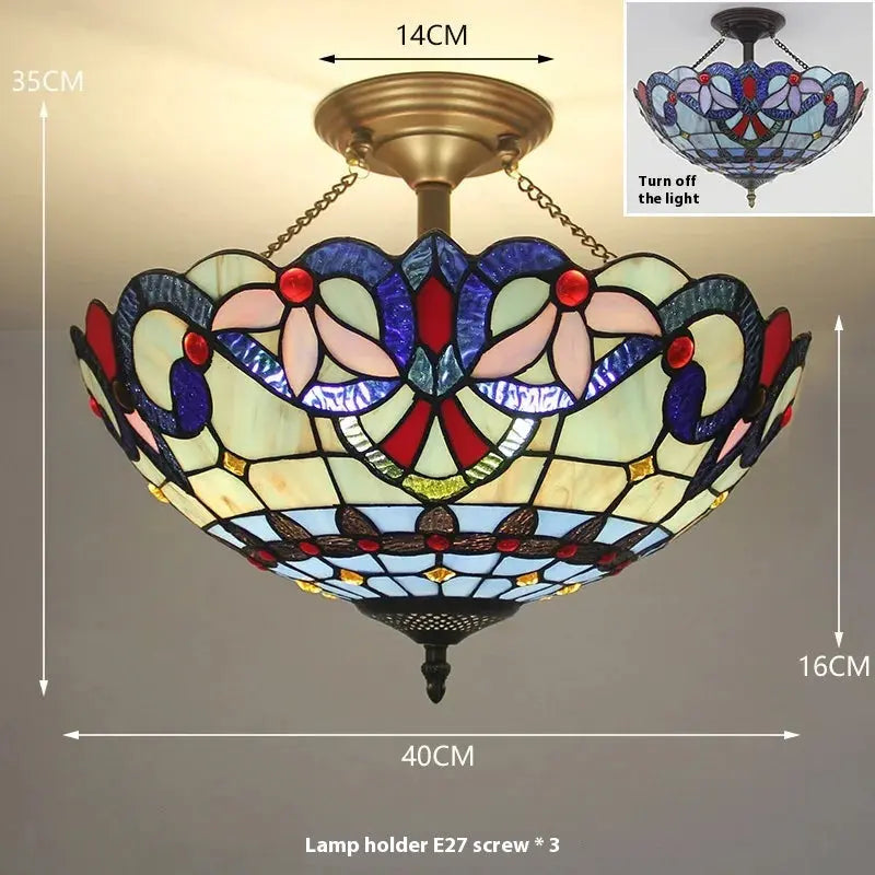 16inch 40cm Retro Tiffany Stained Glass Baroque Tiffany Ceiling Light Anti-chandelier - CTL
