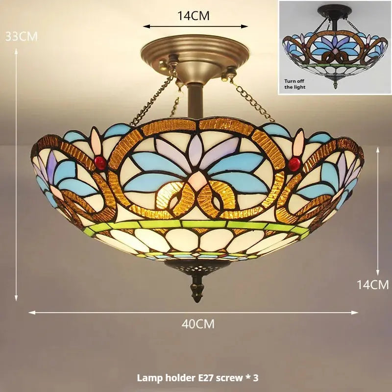 16inch 40cm Retro Tiffany Stained Glass Baroque Tiffany Ceiling Light Anti-chandelier - CTL