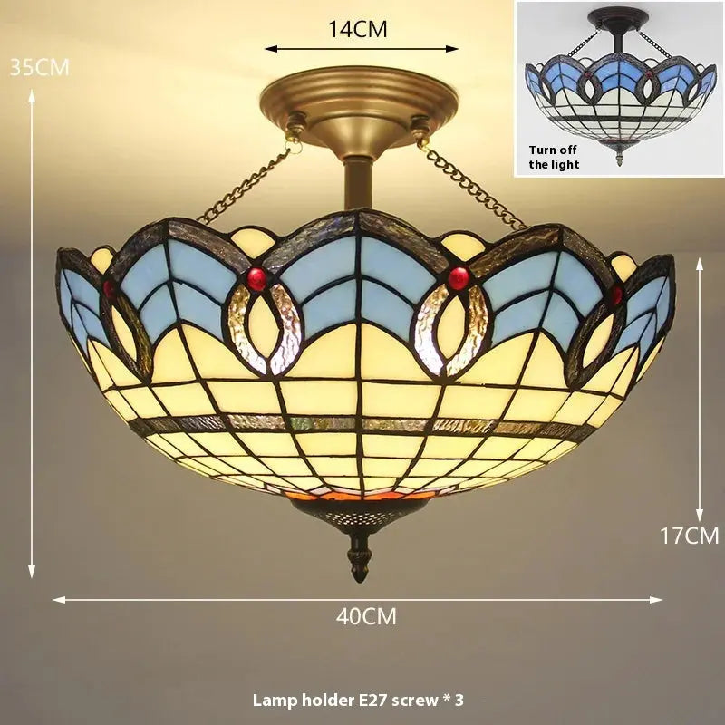 16inch 40cm Retro Tiffany Stained Glass Baroque Tiffany Ceiling Light Anti-chandelier - CTL