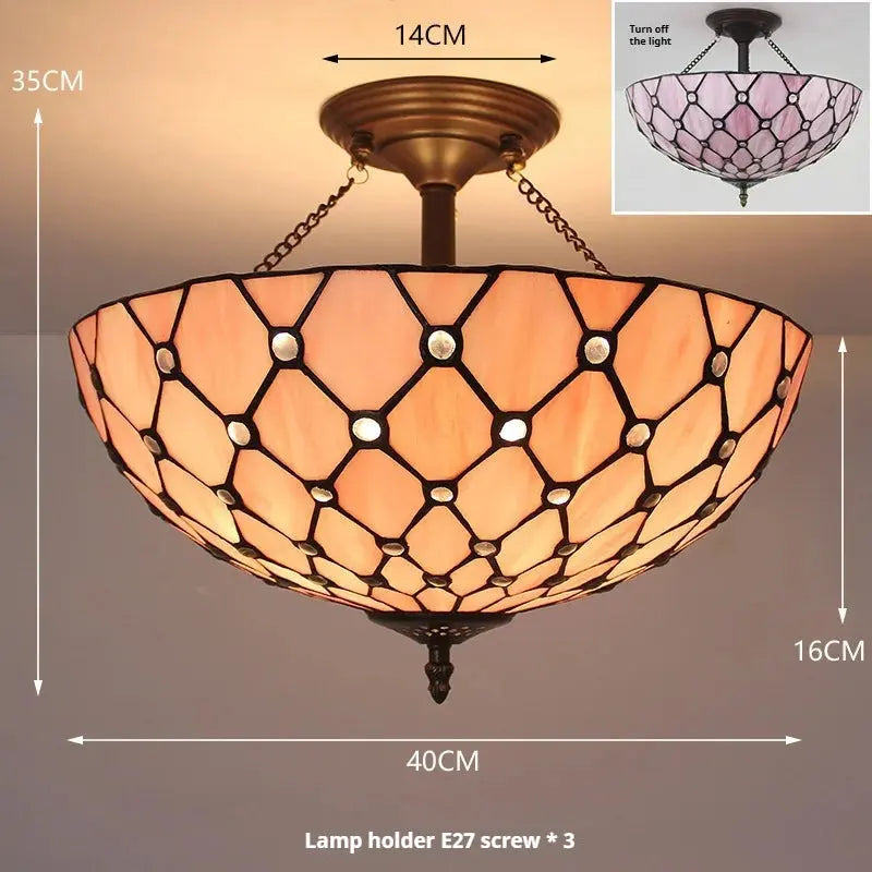 16inch 40cm Retro Tiffany Stained Glass Baroque Tiffany Ceiling Light Anti-chandelier - CTL