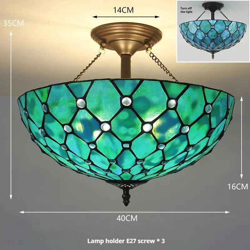 16inch 40cm Retro Tiffany Stained Glass Baroque Tiffany Ceiling Light Anti-chandelier - CTL