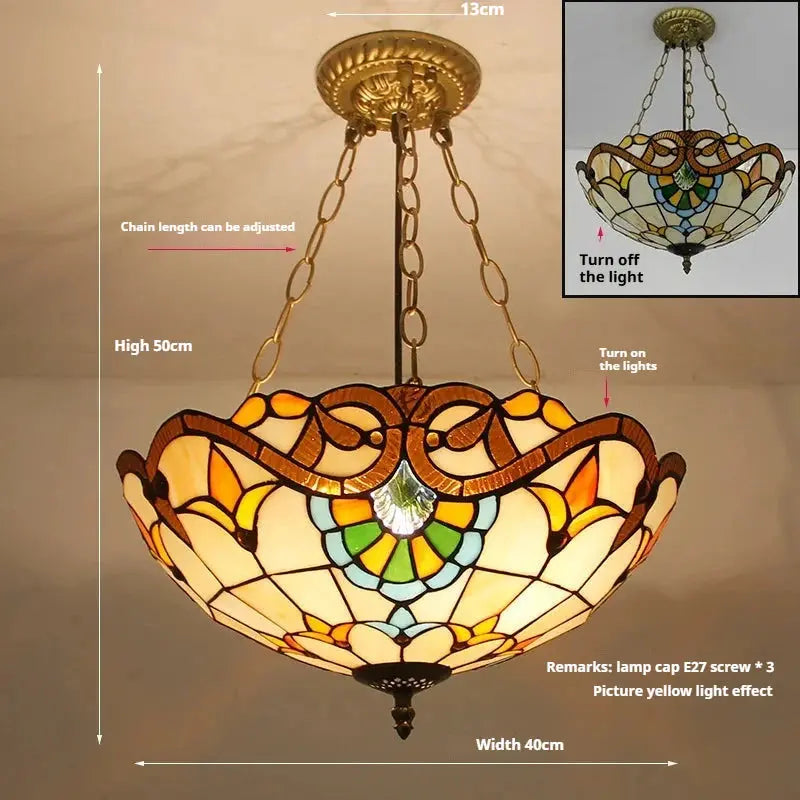 16inch 40cm Stained Glass Baroque Tiffany Pendant Light Vintage Anti-chandelier - CTL