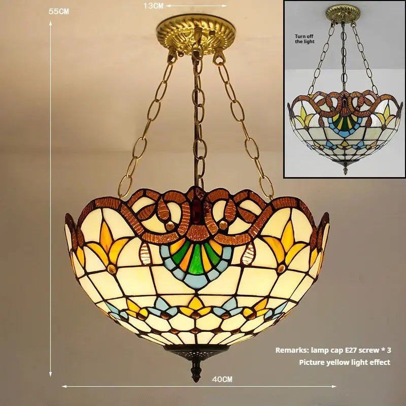 16inch 40cm Stained Glass Baroque Vintage Anti-chandelier Tiffany Pendant Light - CTL