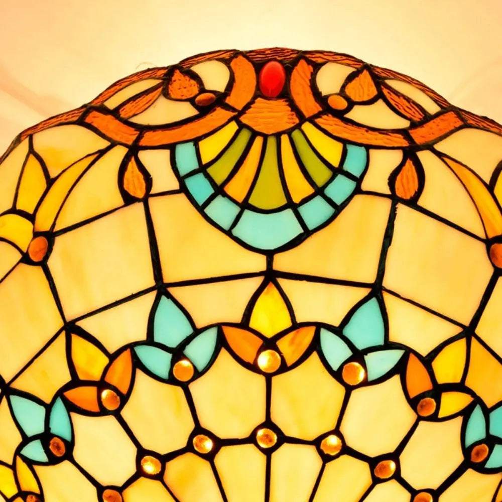 16inch Stained Glass Baroque Flower Lampshade Tiffany Ceiling Light - CTL