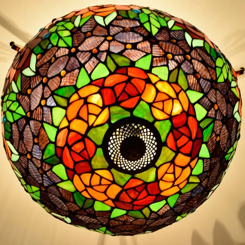 16inch Stained Glass Rose Lampshade Tiffany Ceiling Light - CTL