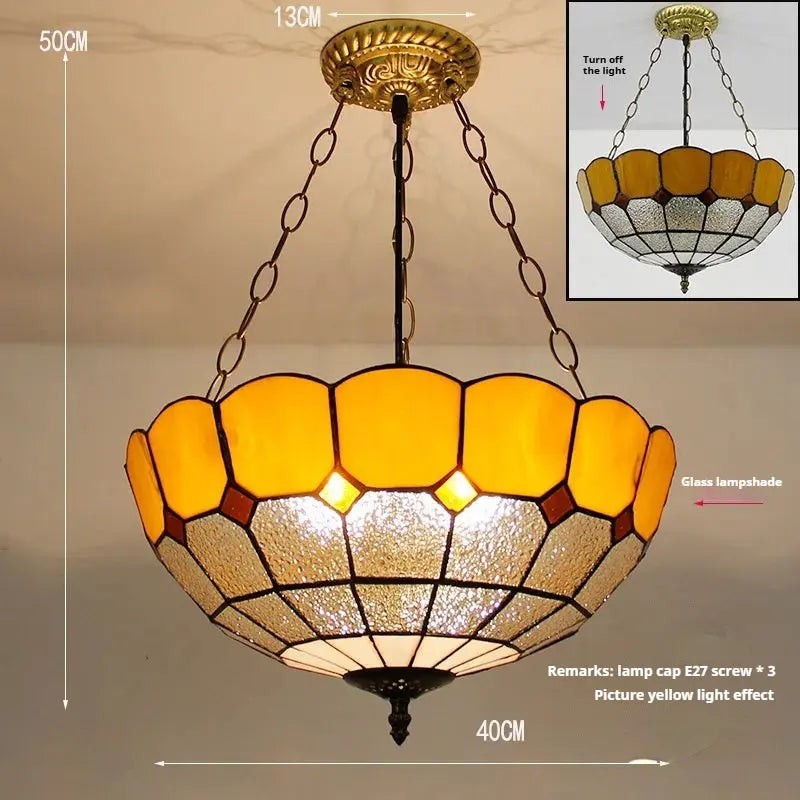 16inch Stained Glass Lampshade Tiffany Tiffany Chandelier Antique Pendant Light - CTL