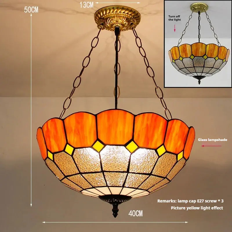16inch Stained Glass Anti-Chandelier Antique Tiffany Hanging Lights Pendant Lamp - CTL