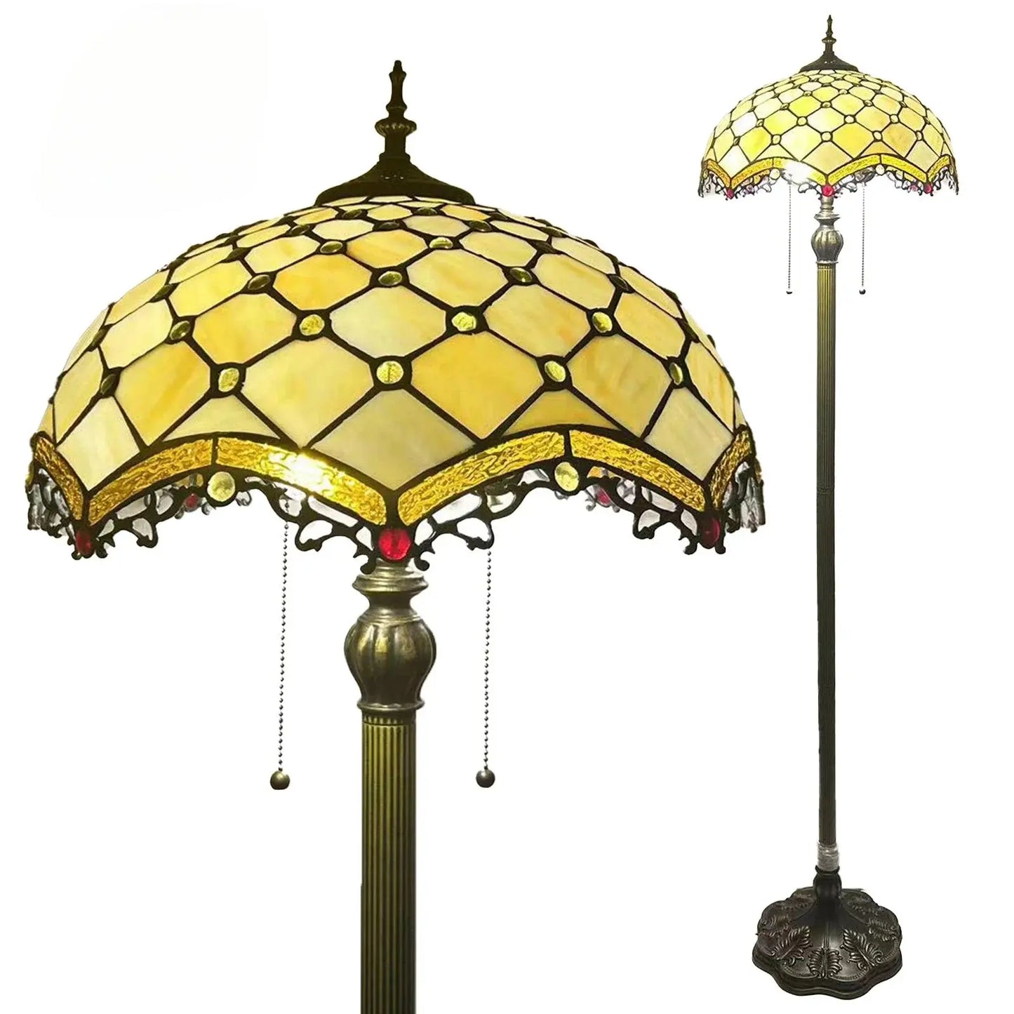 16inch 40cm Green Dragonfly Tiffany Lamp Stained Glass Grain Lampshade Standing Light - CTL
