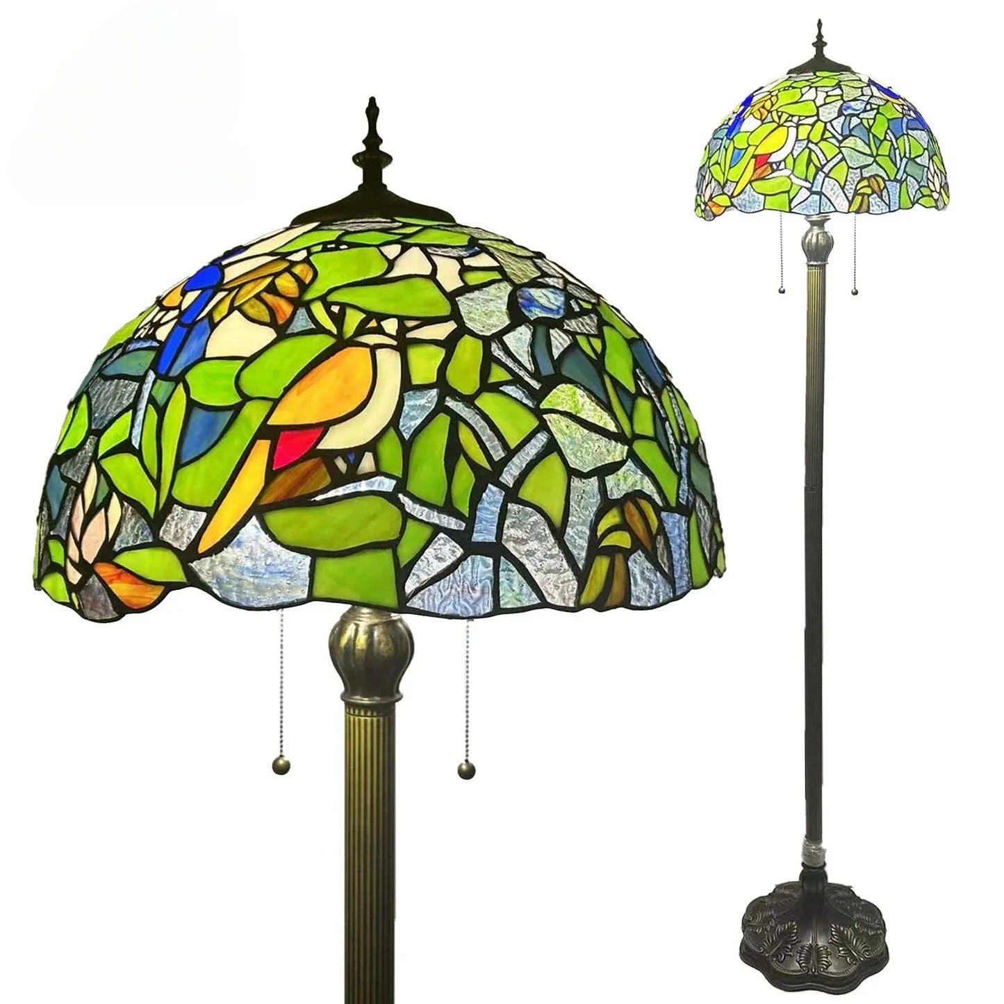 16inch 40cm Green Dragonfly Tiffany Lamp Stained Glass Grain Lampshade Standing Light - CTL