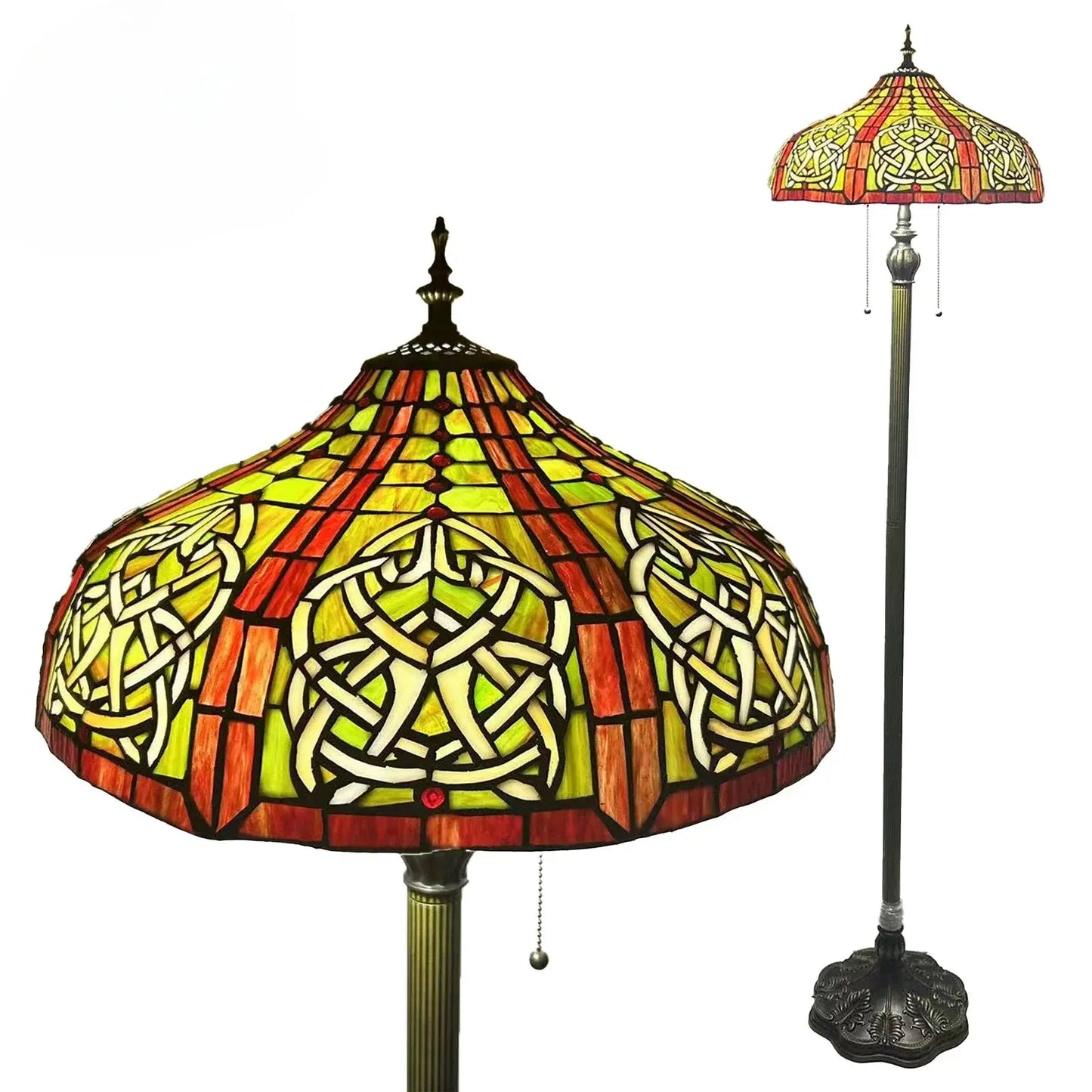 16inch 40cm Green Dragonfly Tiffany Lamp Stained Glass Grain Lampshade Standing Light - CTL