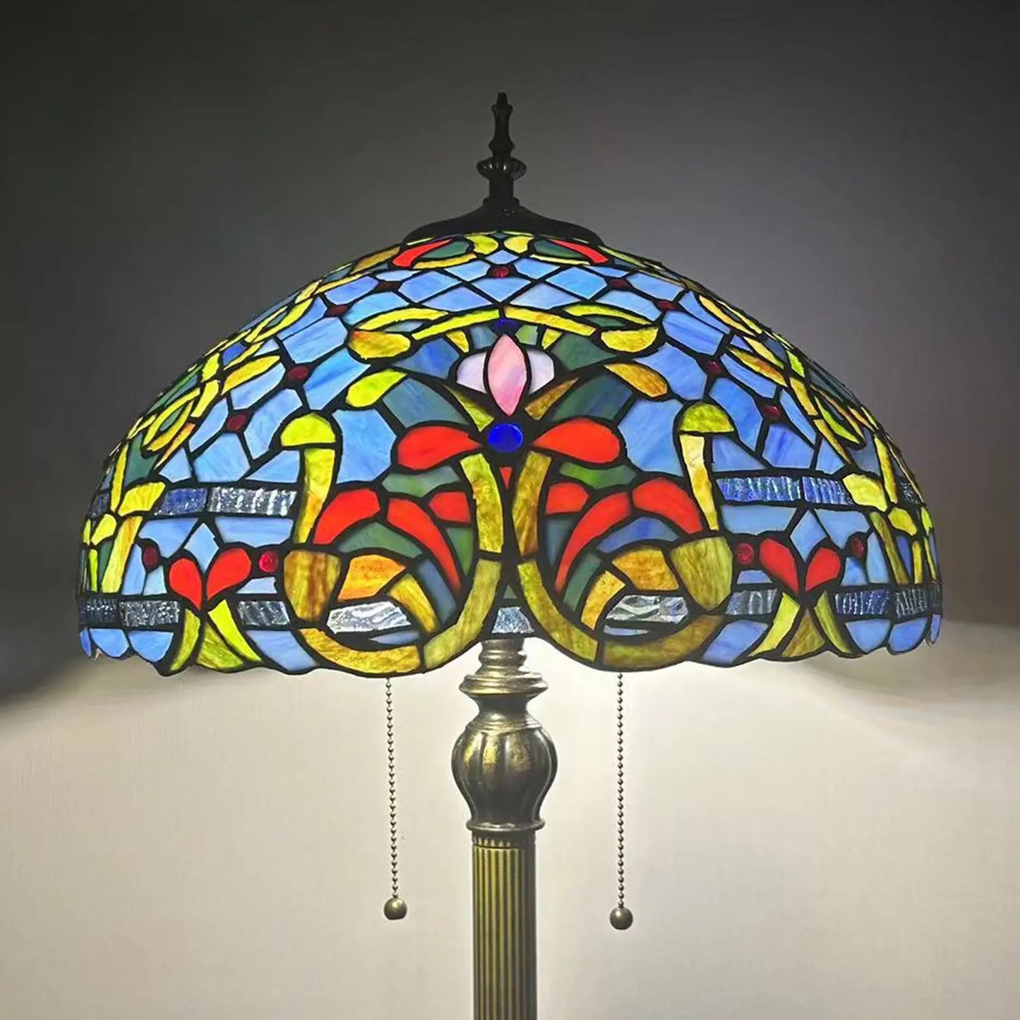 16inch 40cm Green Dragonfly Tiffany Lamp Stained Glass Grain Lampshade Standing Light - CTL