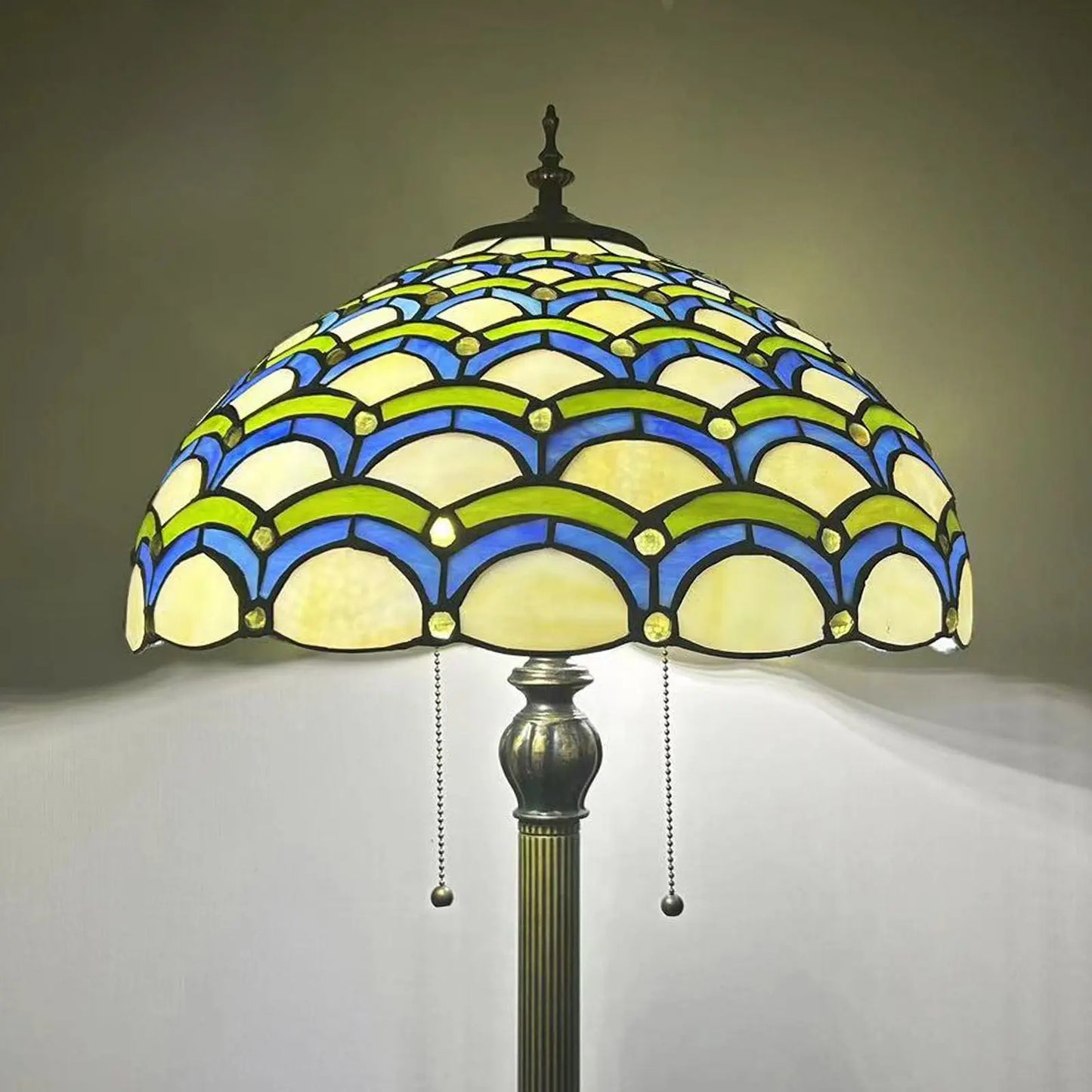 16inch 40cm Green Dragonfly Tiffany Lamp Stained Glass Grain Lampshade Standing Light - CTL