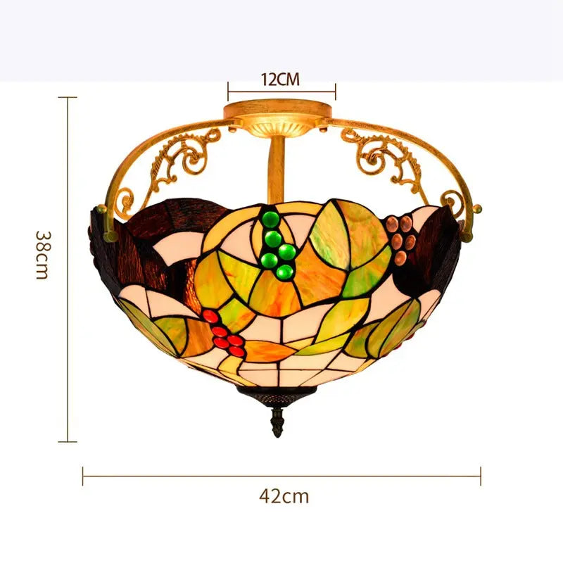 16inch Stained Glass Grapes Flower Tiffany Ceiling Lights - CTL