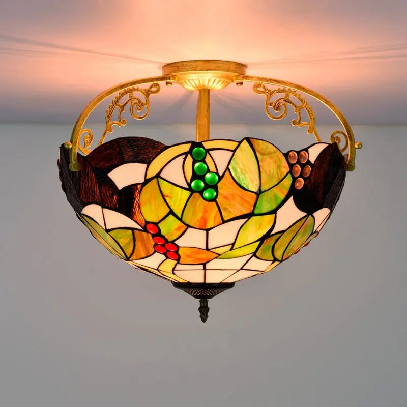 16inch Stained Glass Grapes Flower Tiffany Ceiling Lights - CTL