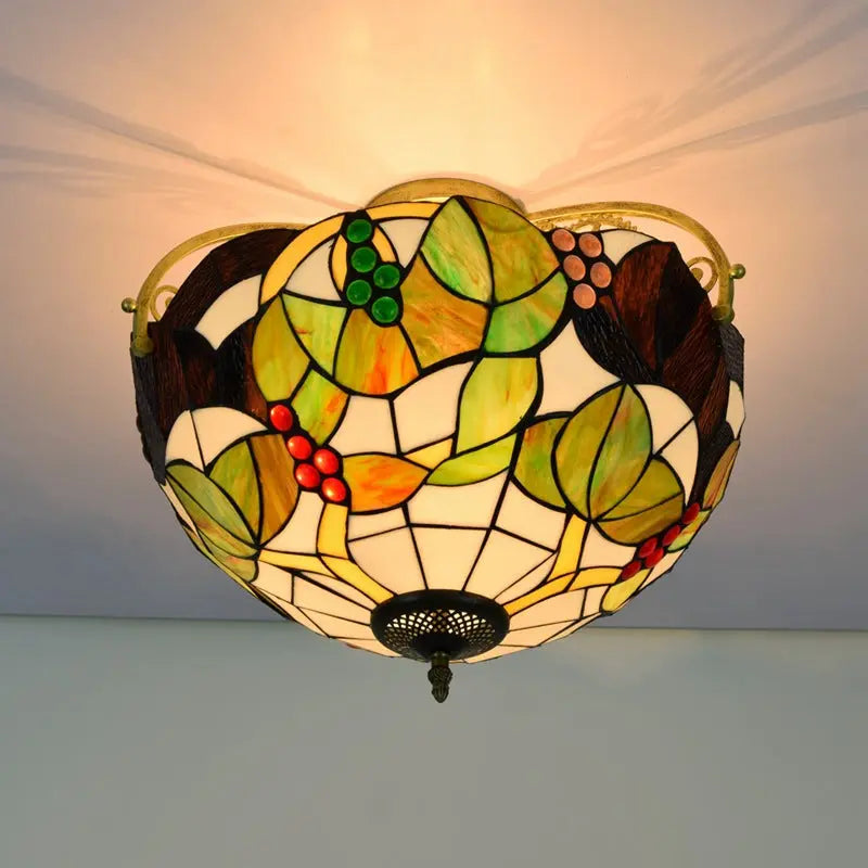 16inch Stained Glass Grapes Flower Tiffany Ceiling Lights - CTL