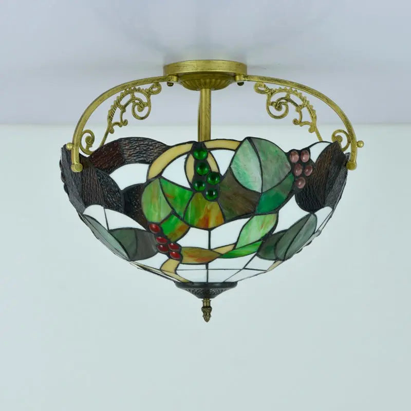 16inch Stained Glass Grapes Flower Tiffany Ceiling Lights - CTL